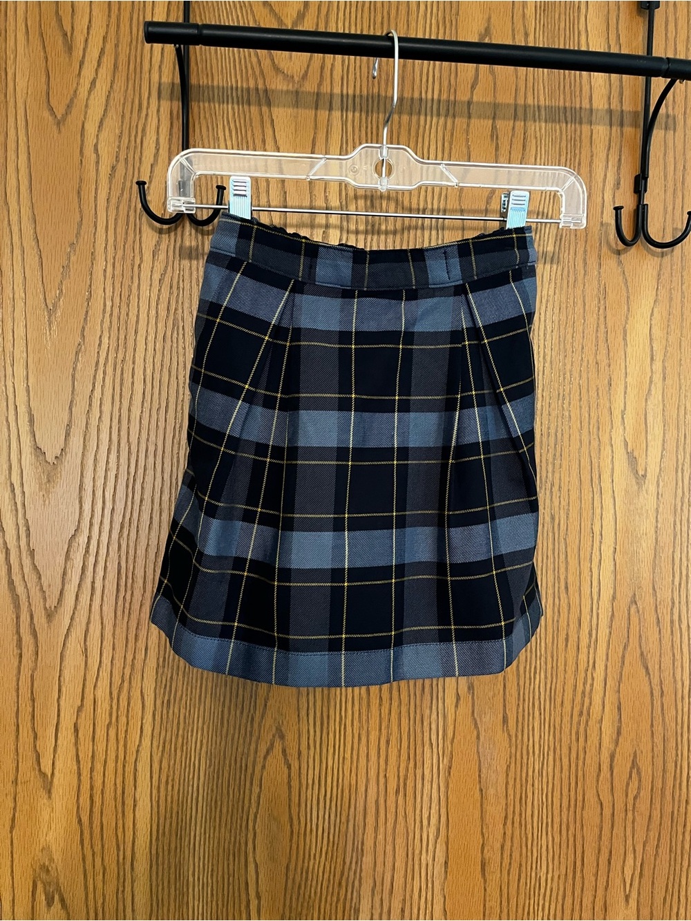 Lands' End Girls Sz 6 Blue and Black Plaid Pleated Skirt School Uniform/Casual